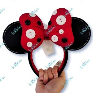 DISNEY PARKS MINNIE BUTTON BOW EARS HEADBAND